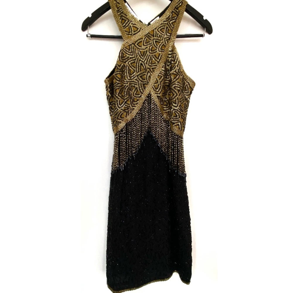 100% Silk Vintage 80’s Beaded Fringe Party Dress - Picture 6 of 6